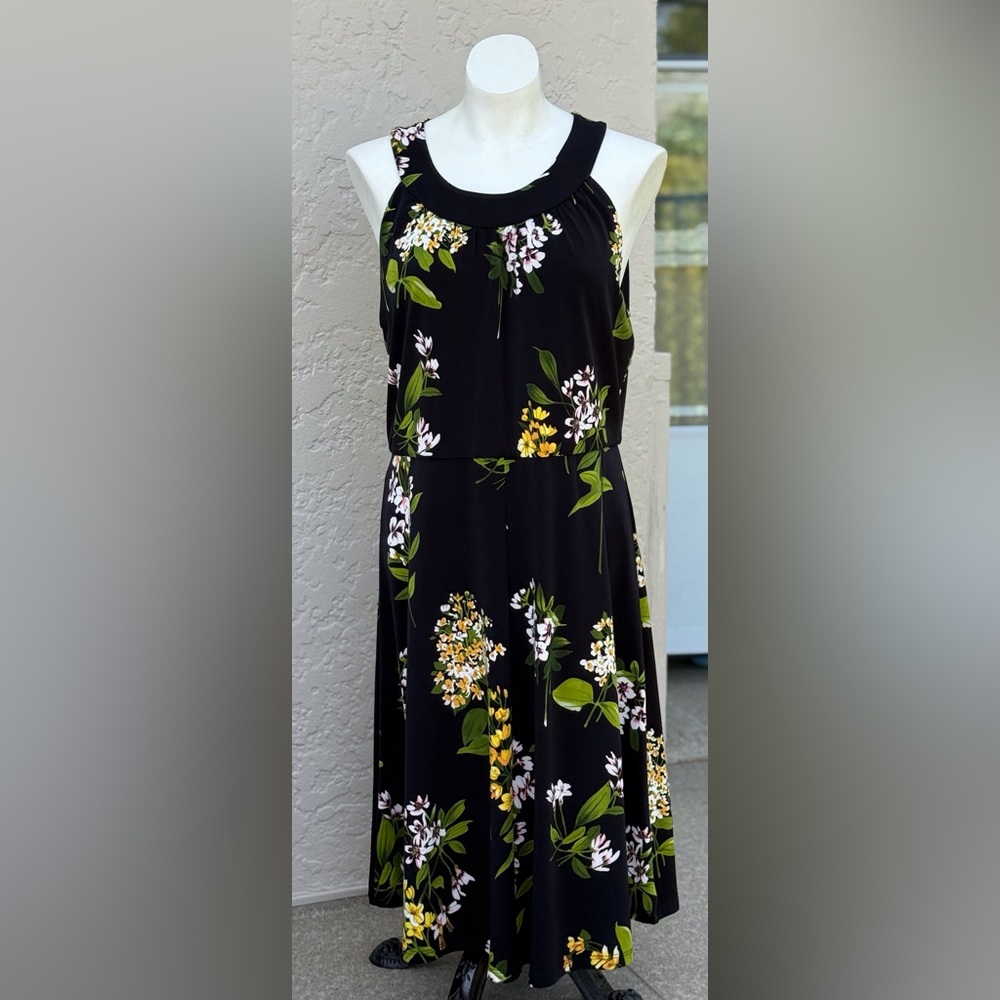 Floral Black Sleeveless Dress